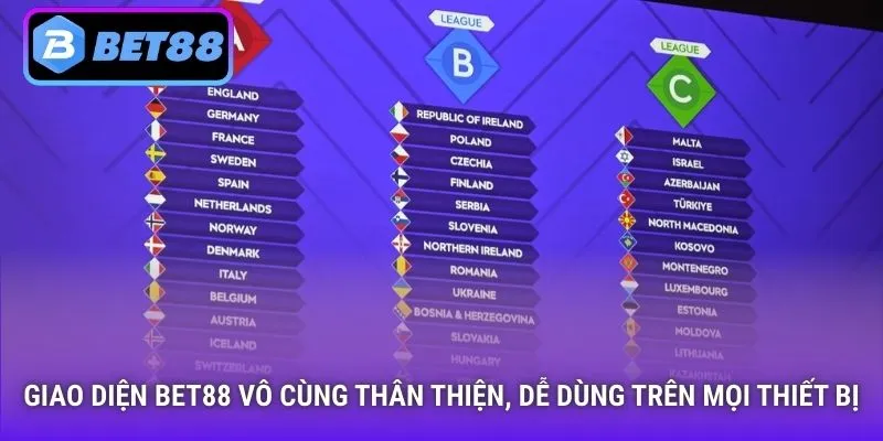 Giao diện Bet88 vô cùng thân thiện, dễ dùng trên mọi thiết bị
