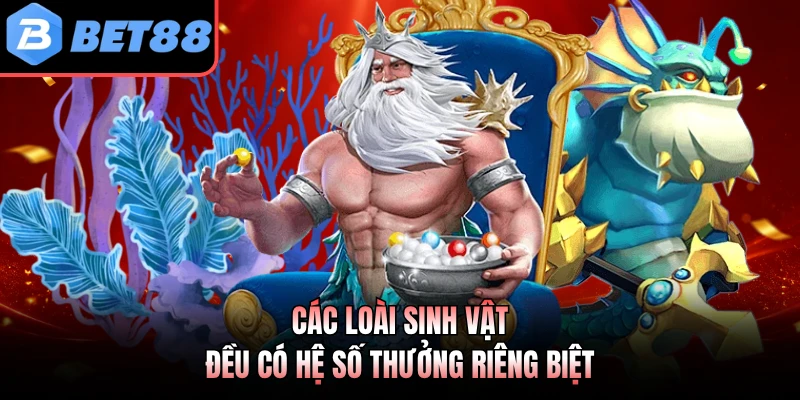 Các loài sinh vật đều có hệ số thưởng riêng biệt